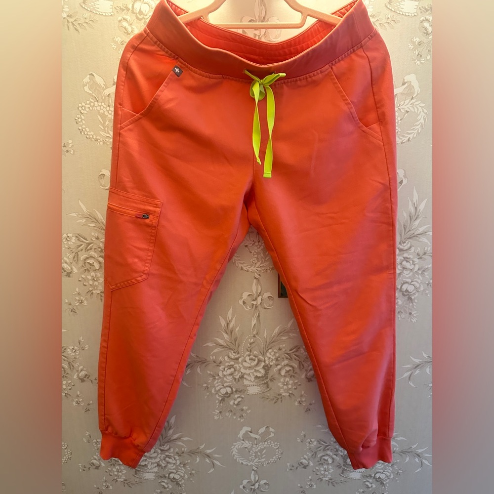Figs Hot Coral Zamora joggers SP but fit XSP